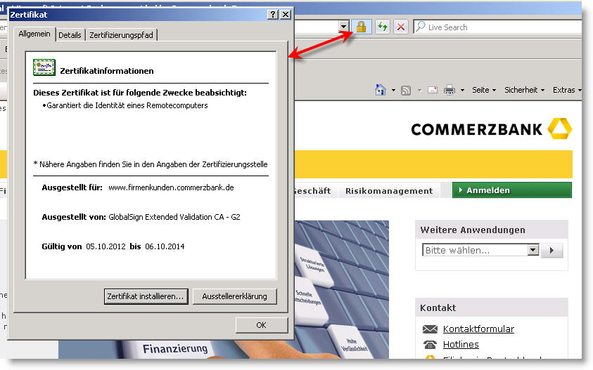 Kontrollieren Sie die Internet-Adresse Kontrollieren Sie die Internet-Adresse